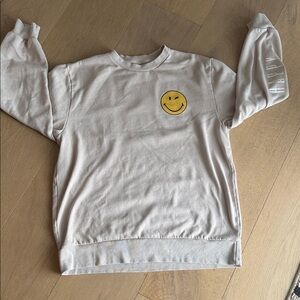 Smiley Face Sweatshirt in Cream oversized